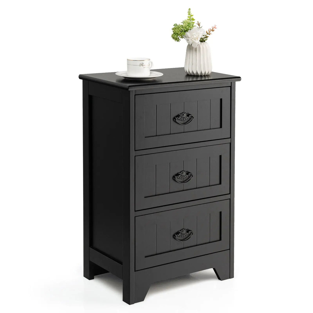 Farmhouse Nightstand with 3 Storage Drawers and Handles, photo 3 of 10