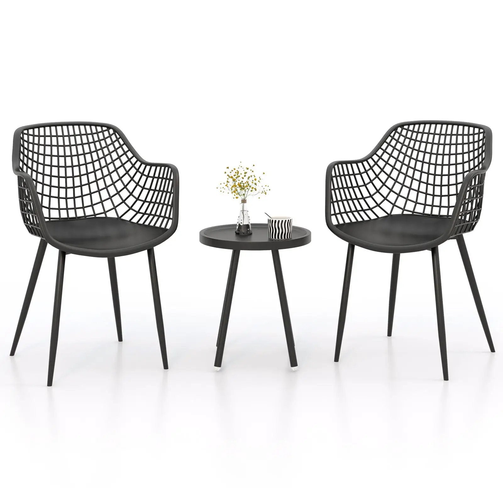 3 Piece Patio Chair Set with PP Seat and Tabletop for Porch by DirectDeals