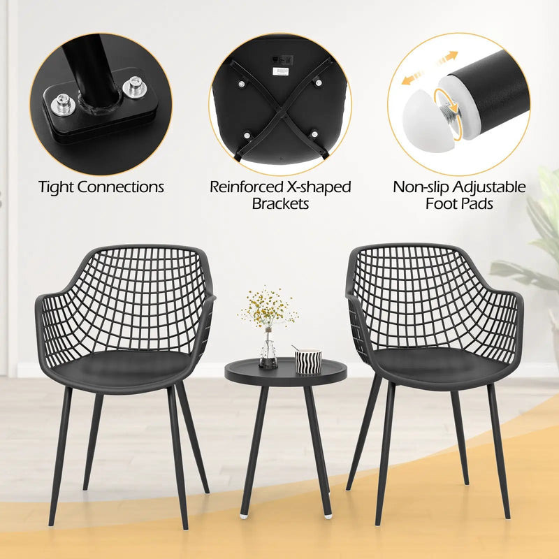 3 Piece Patio Chair Set with PP Seat and Tabletop for Porch by DirectDeals
