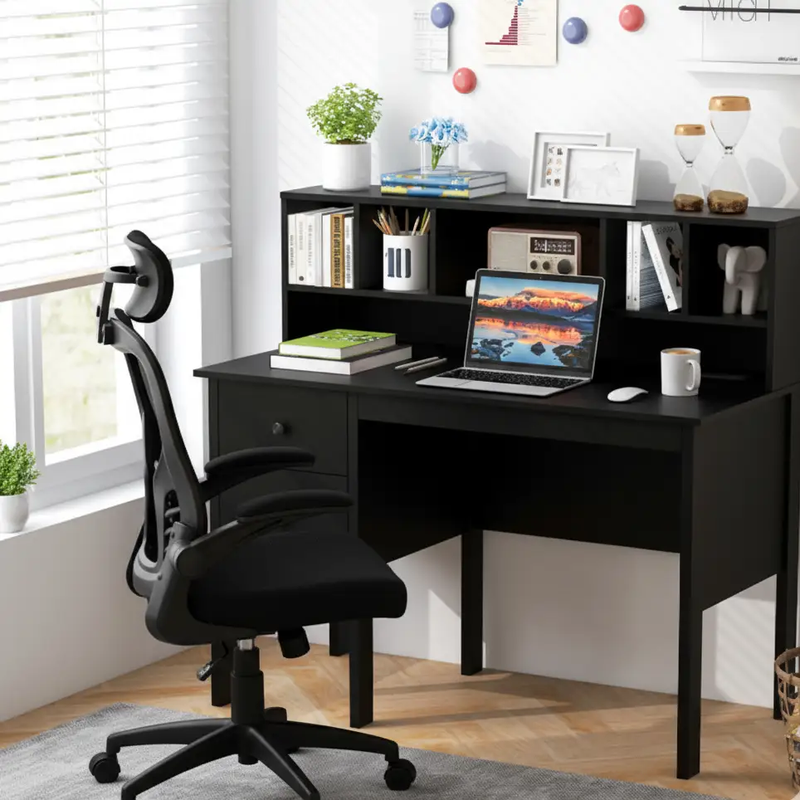 Black 48 inch Computer Desk and Ergonomic Mesh Office Chair Bundle for Home Office by DirectDeals
