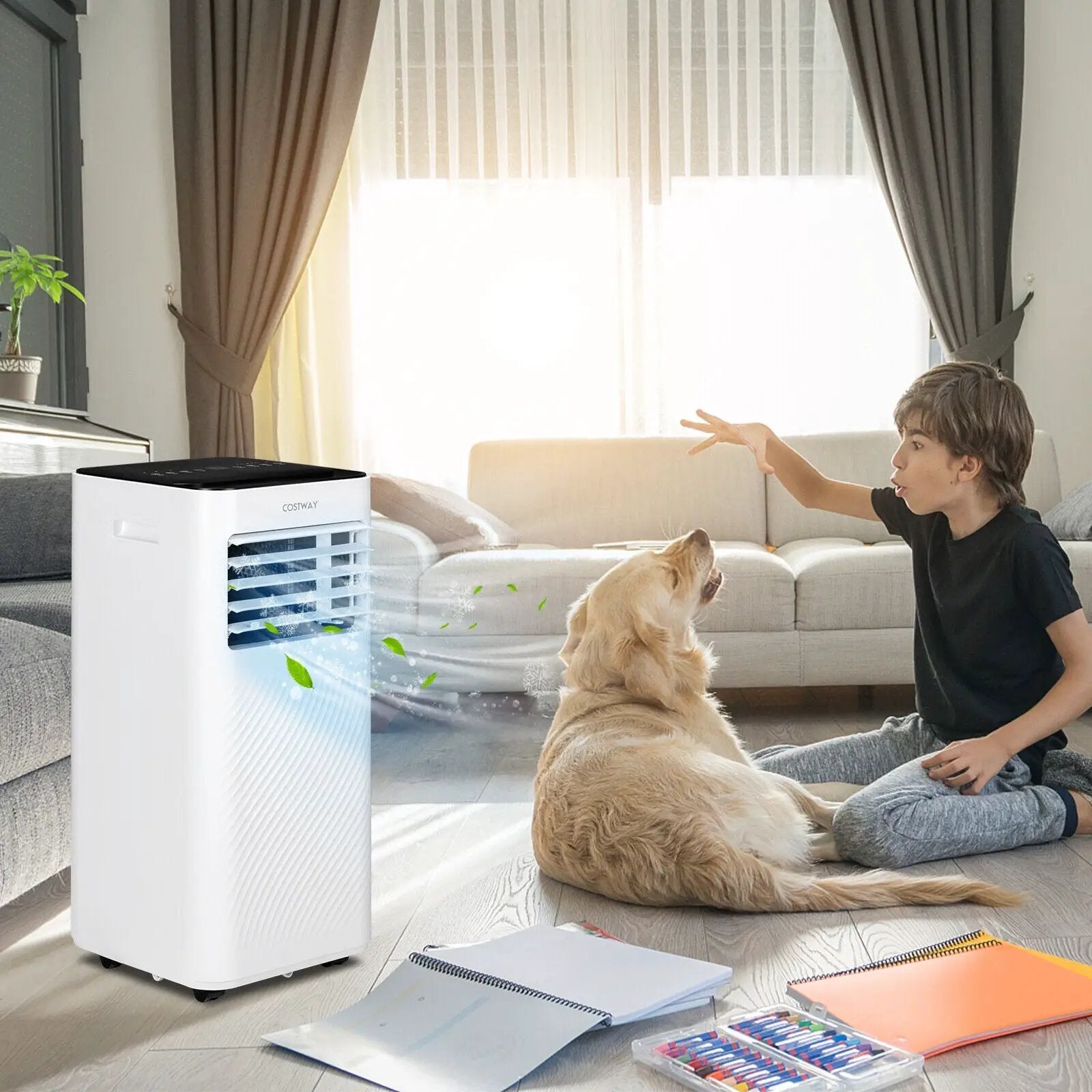 8000 BTU Portable Air Conditioner with Remote Control and Sleep Mode-Black by DirectDeals