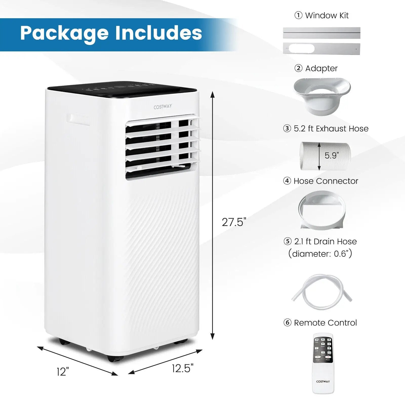 8000 BTU Portable Air Conditioner with Remote Control and Sleep Mode-Black by DirectDeals