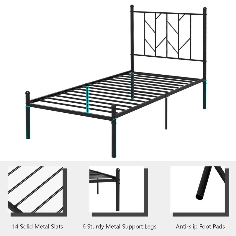 Twin/Full/Queen Size Platform Bed Frame with Sturdy Metal Slat Support by DirectDeals