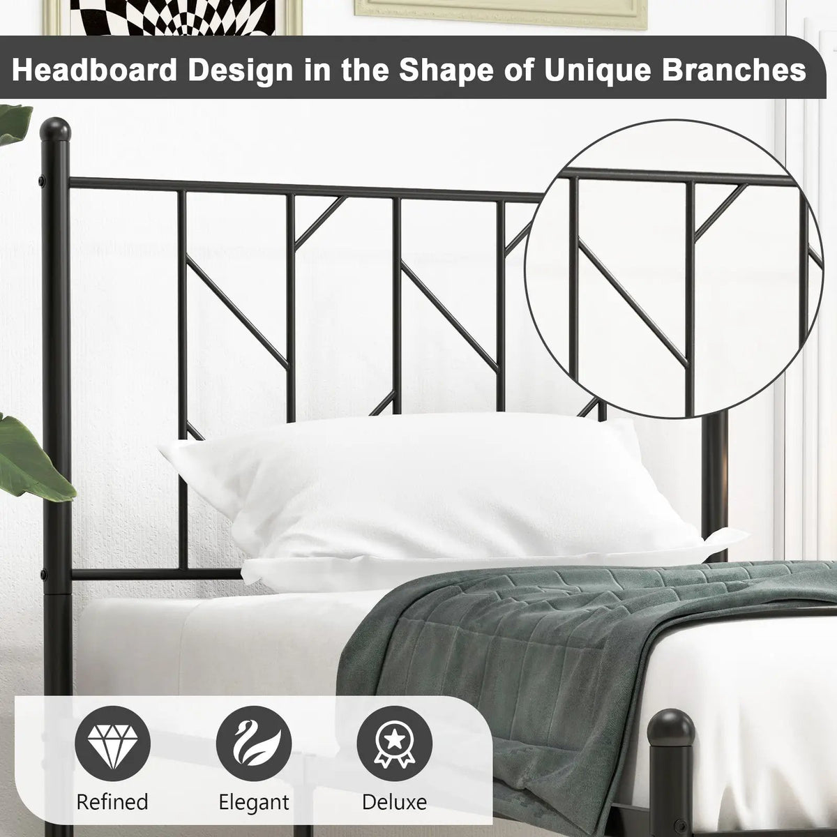 Twin/Full/Queen Size Platform Bed Frame with Sturdy Metal Slat Support, photo 8 of 10