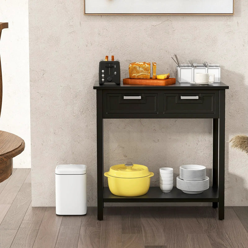 Narrow Console Table with Drawers and Open Storage Shelf by DirectDeals