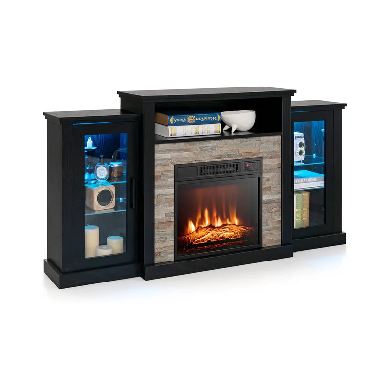 Fireplace TV Stand with 16-Color Led Lights for TVs up to 65 Inch by DirectDeals