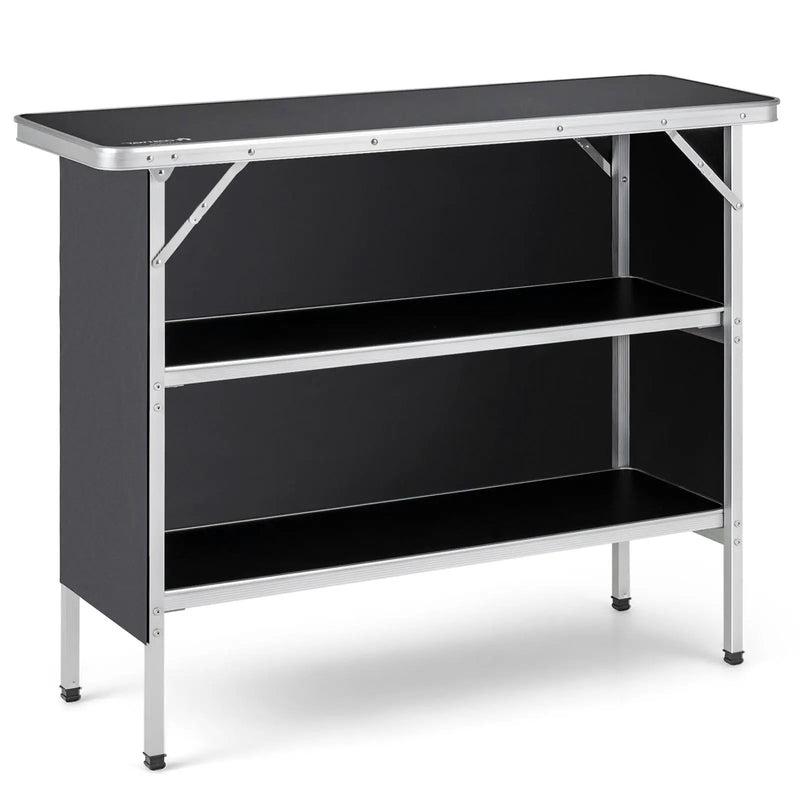 Folding Camping Table with 2-Tier Open Shelves for Outdoor BBQ by DirectDeals