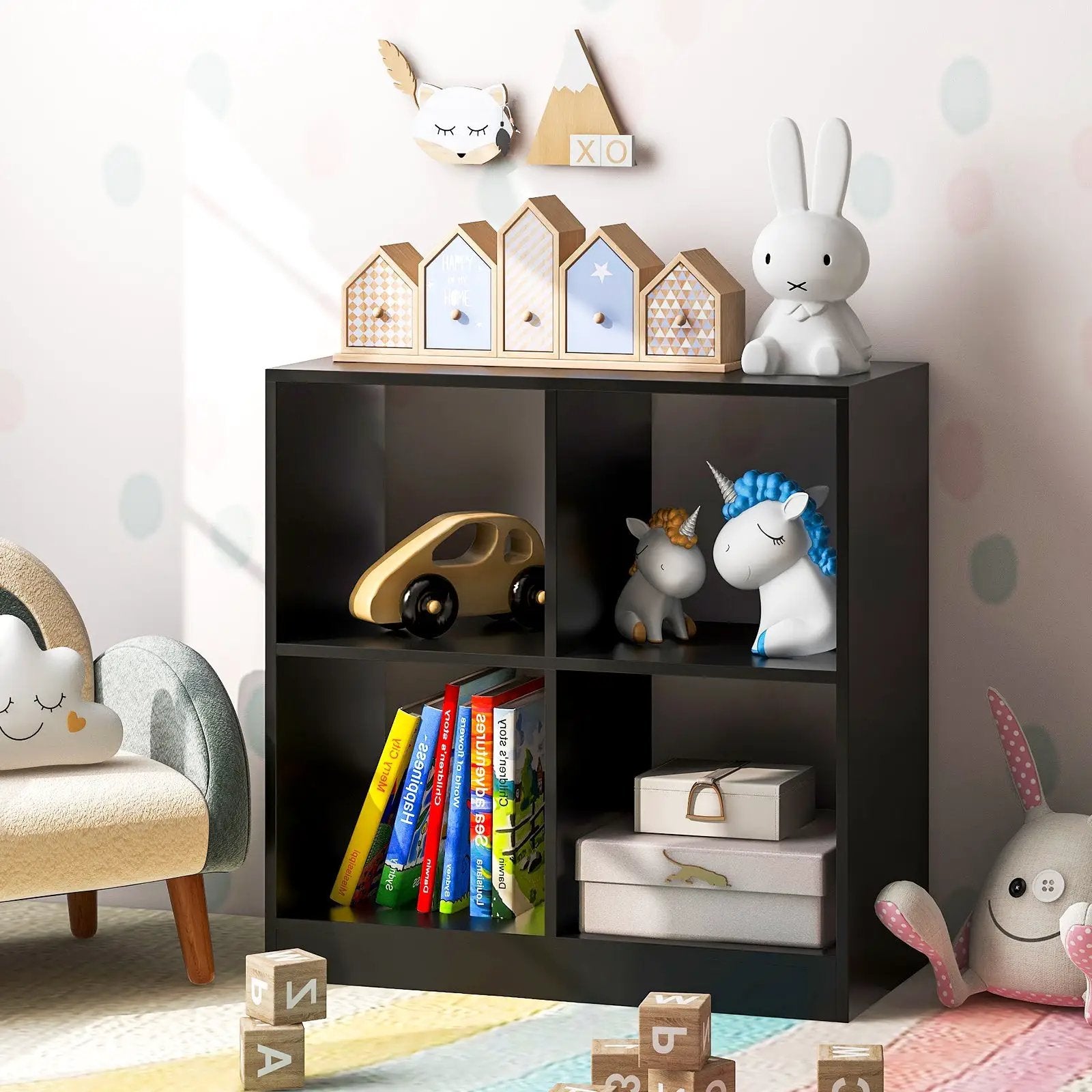 4-Cube Kids Bookcase with Open Shelves by DirectDeals