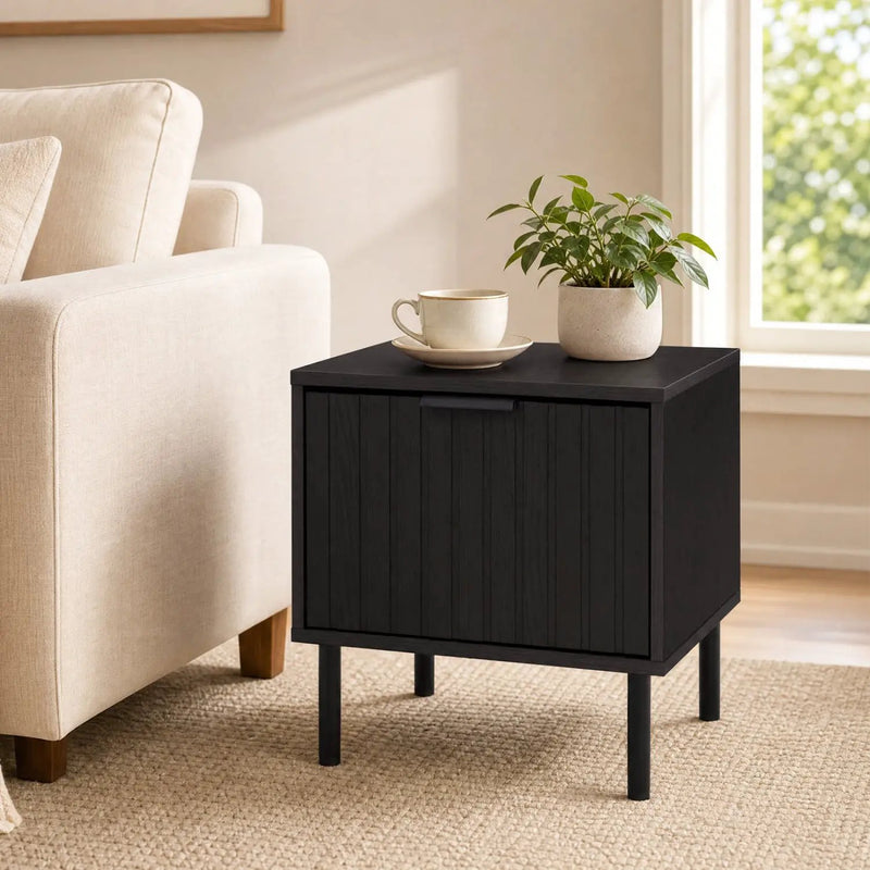 Modern Nightstand with Vertical-Striped Drawer by DirectDeals