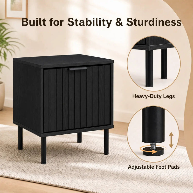 Modern Nightstand with Vertical-Striped Drawer by DirectDeals