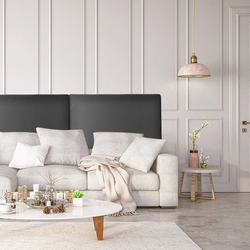 Upholstered Wall Mounted Headboard with Tufted Button Linen Fabric by DirectDeals