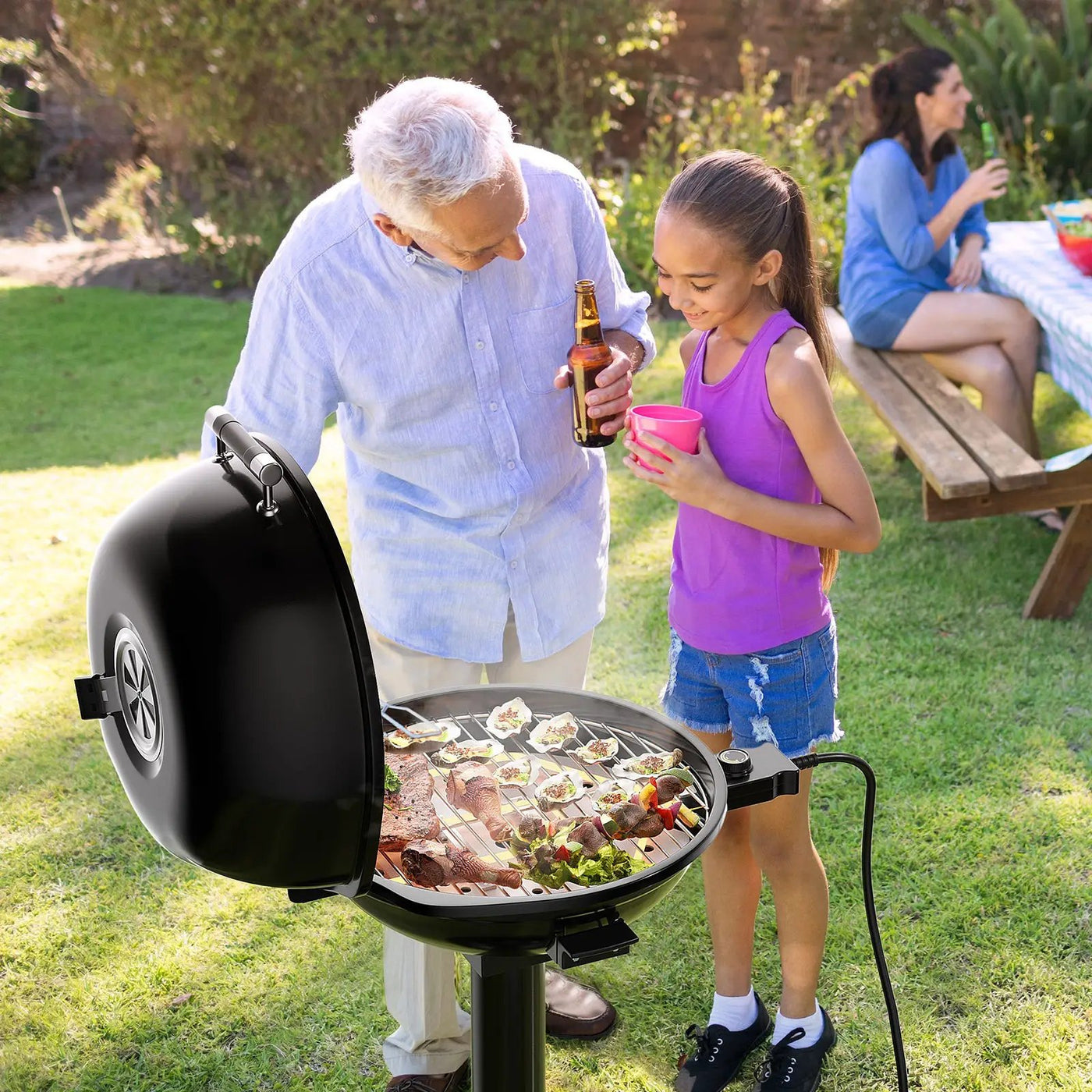 1600W Portable Electric BBQ Grill with Removable Non-Stick Rack by DirectDeals