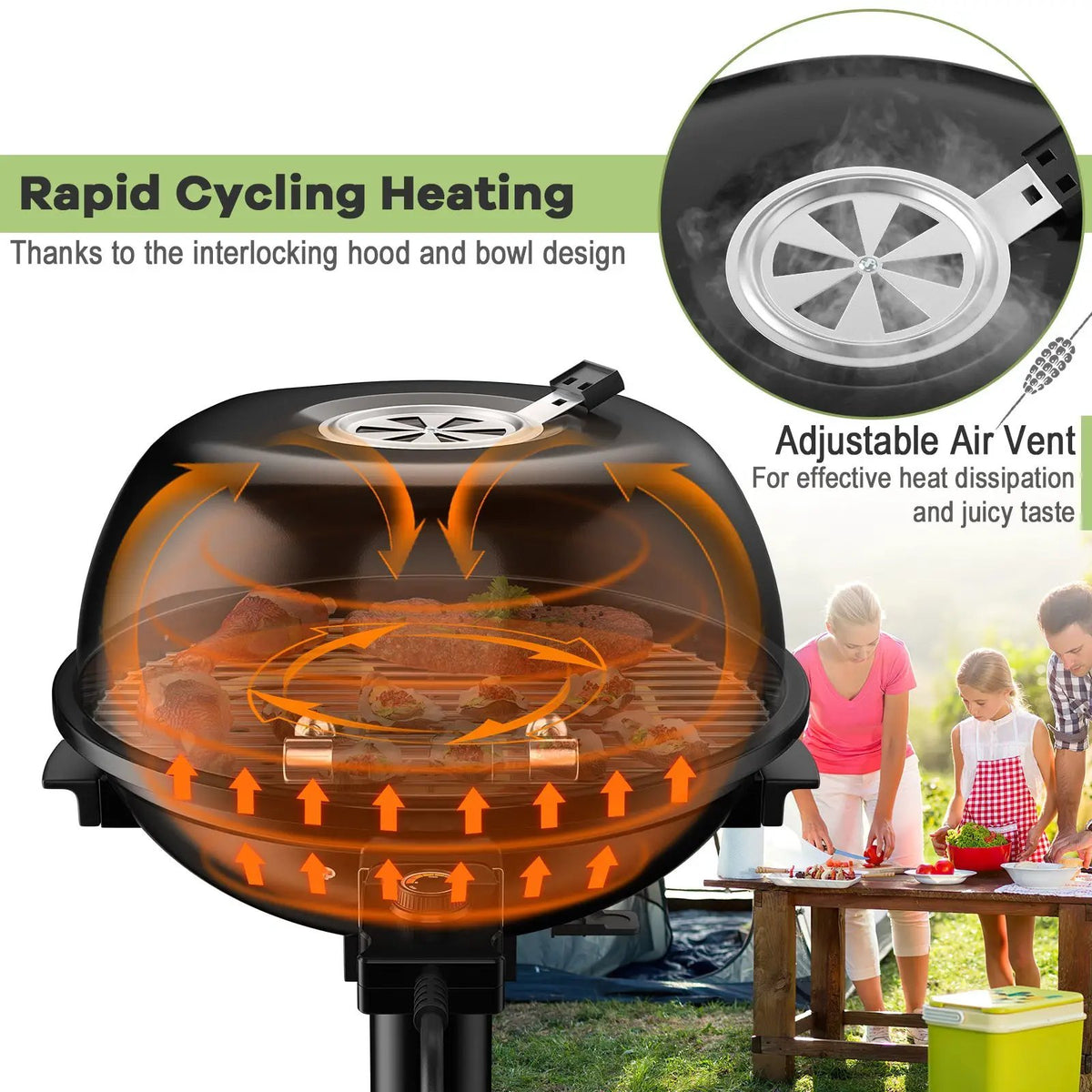 1600W Portable Electric BBQ Grill with Removable Non-Stick Rack by DirectDeals