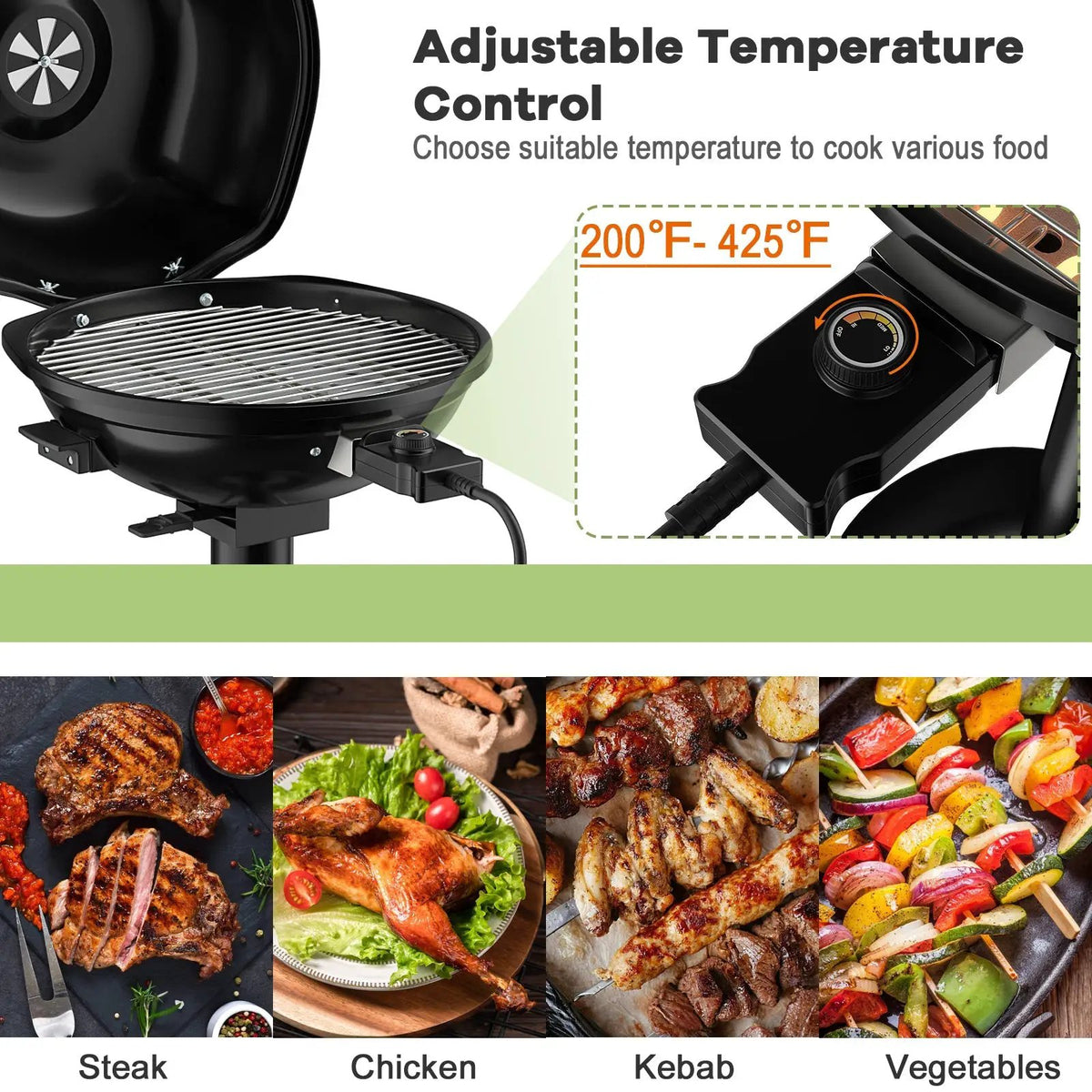 1600W Portable Electric BBQ Grill with Removable Non-Stick Rack by DirectDeals