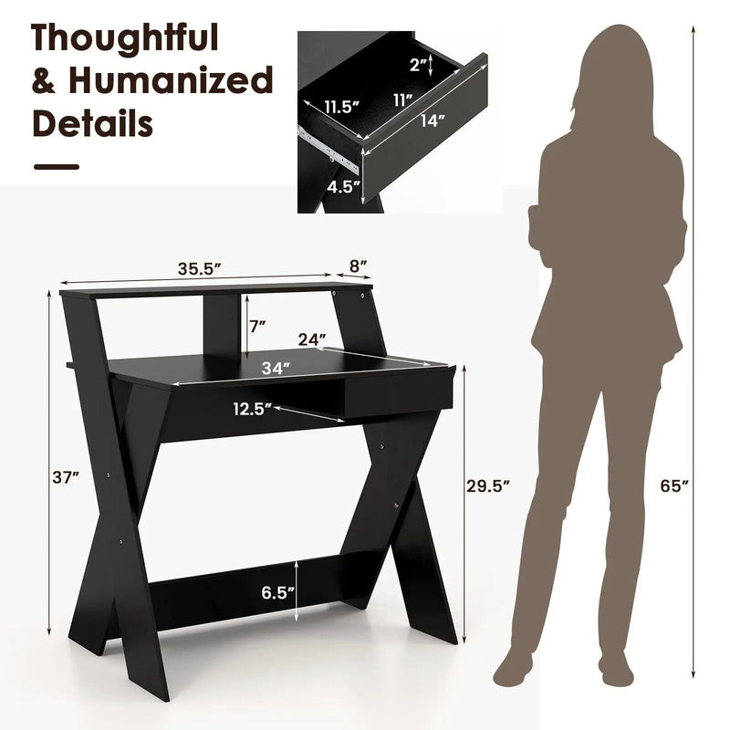 Small Computer Desk with Storage Drawer by DirectDeals