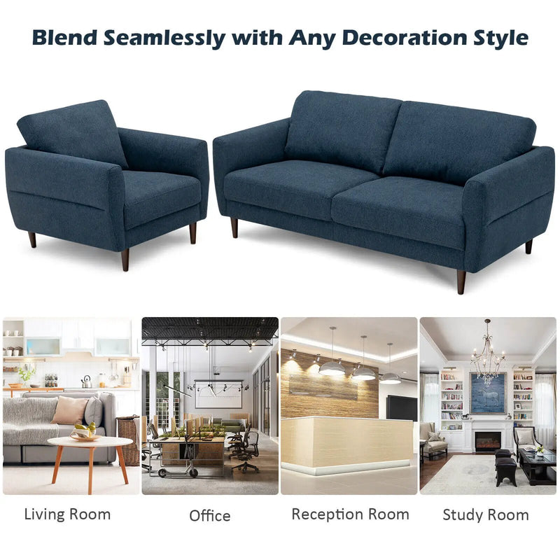 2 Pieces Upholstered Sofa Set with Removable Cushion Covers by DirectDeals