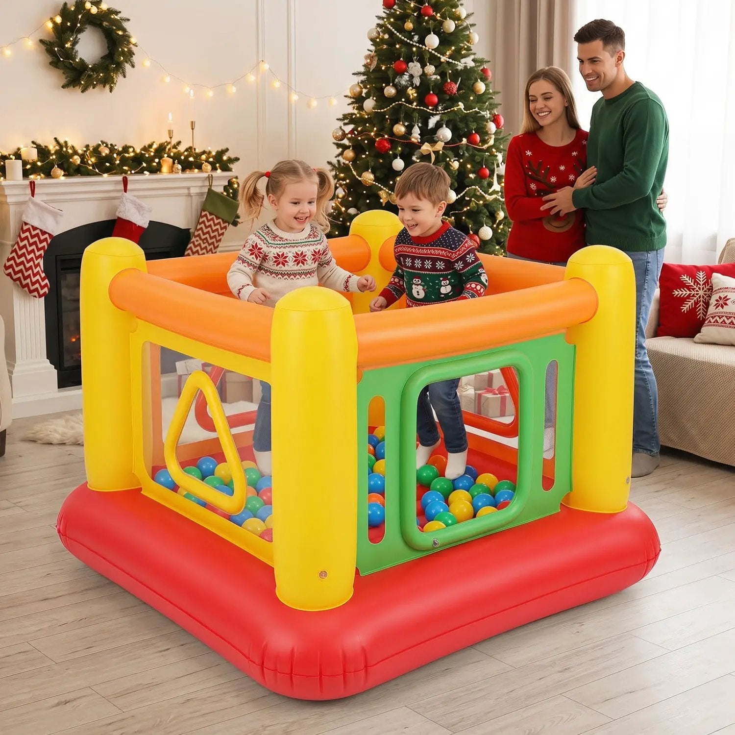 Inflatable Bounce House for Kids with Transparent Side Walls by DirectDeals