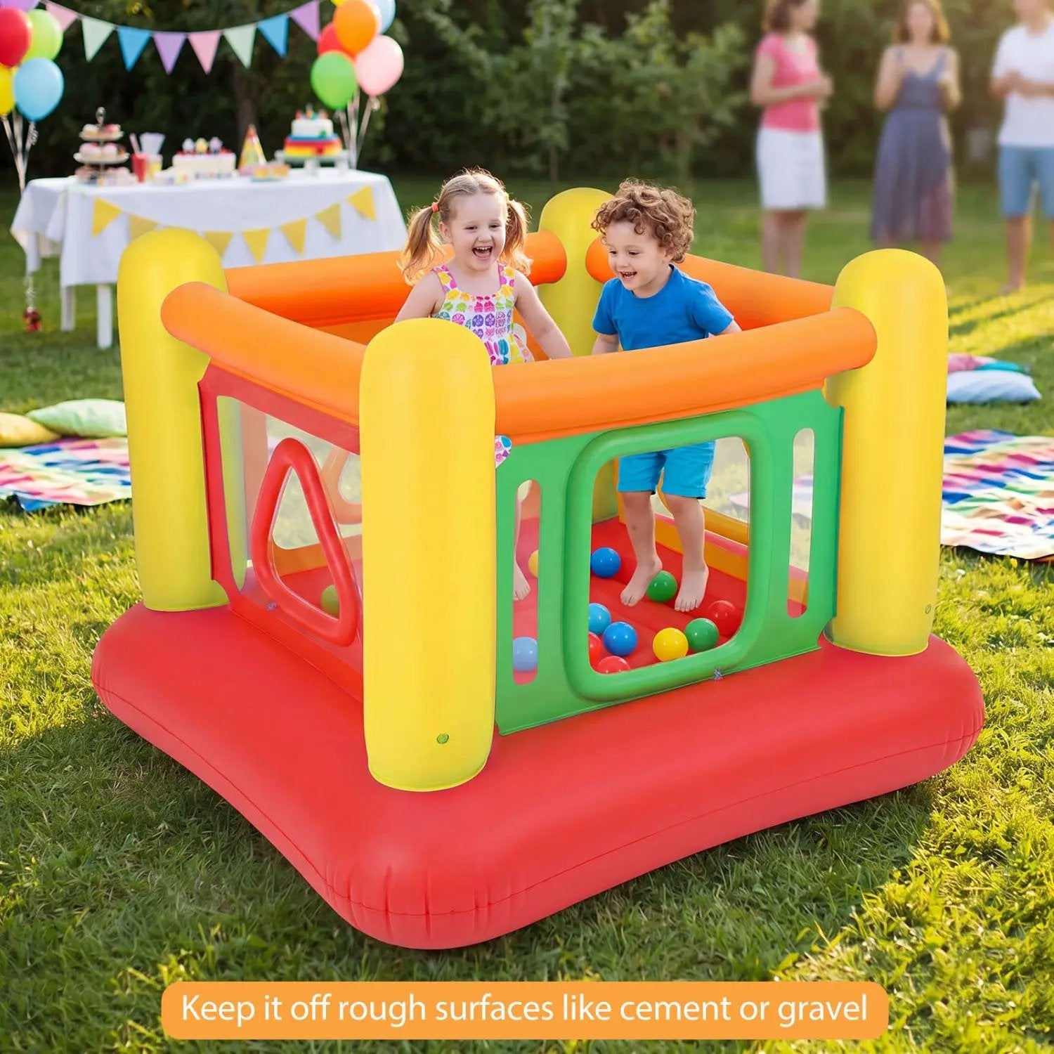 Inflatable Bounce House for Kids with Transparent Side Walls by DirectDeals