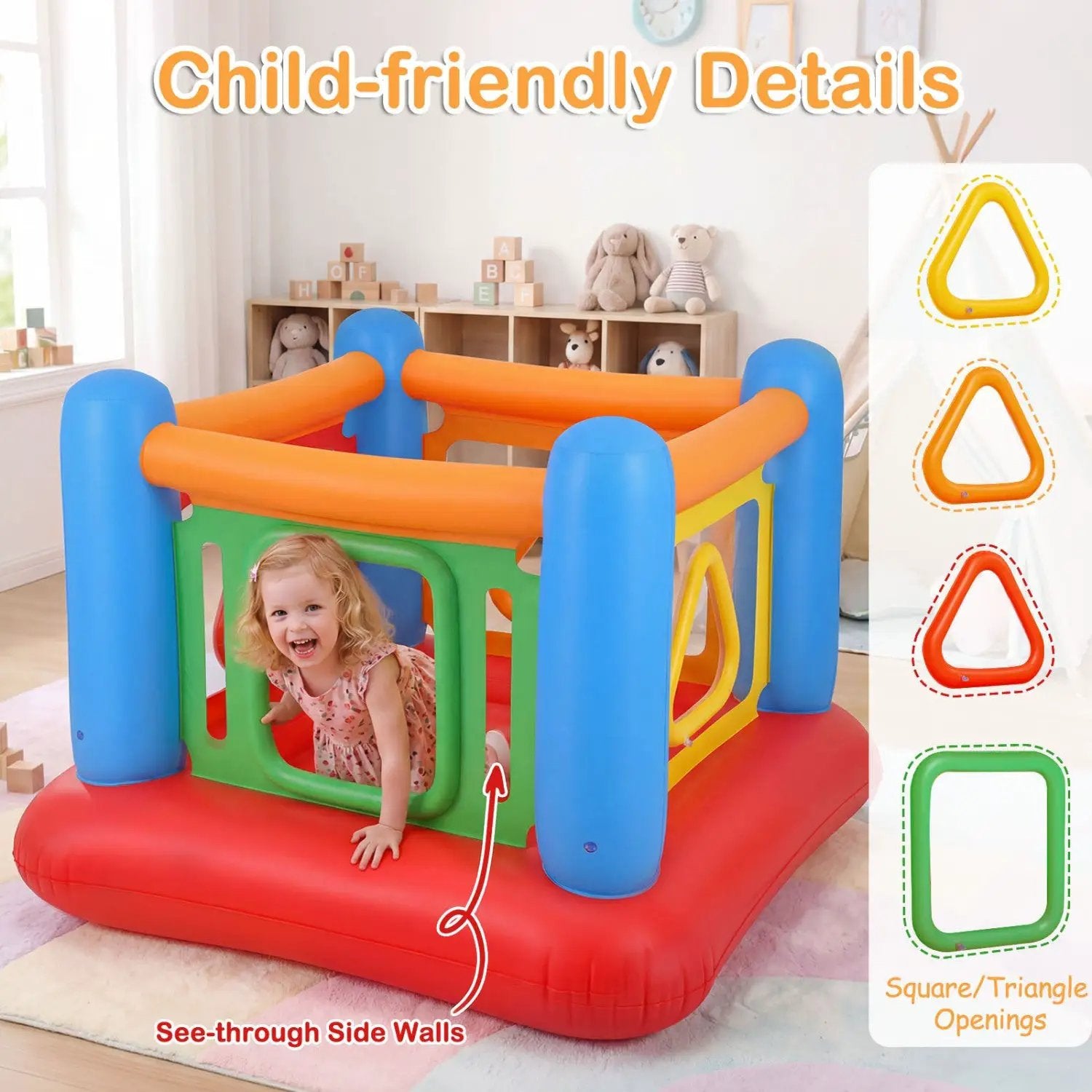 Inflatable Bounce House for Kids with Transparent Side Walls by DirectDeals