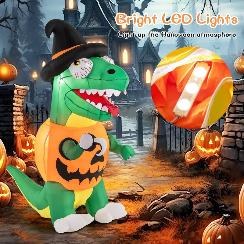 Blow up Inflatable Pumpkin Dinosaur Yard Decoration with Built-in LED Lights by DirectDeals