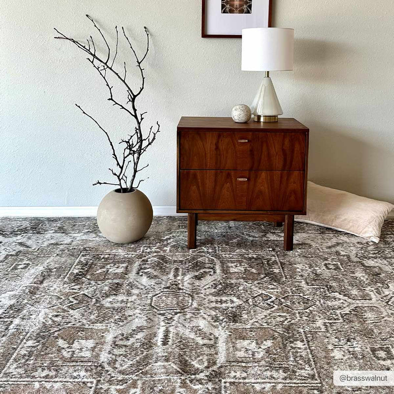 Blue Brown Hera Washable area rug by Hauteloom