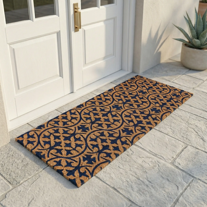 Blue Tile Coir Doormat by Fab Habitat