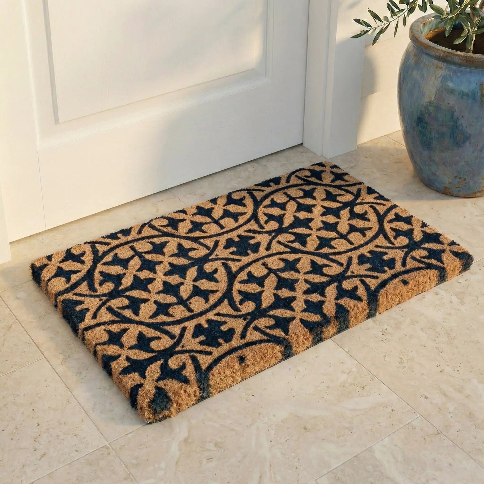 Blue Tile Coir Doormat by Fab Habitat