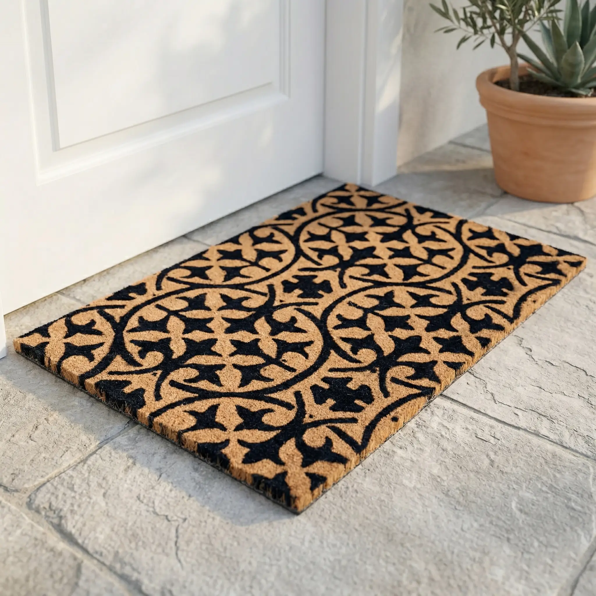 Blue Tile Coir Doormat by Fab Habitat