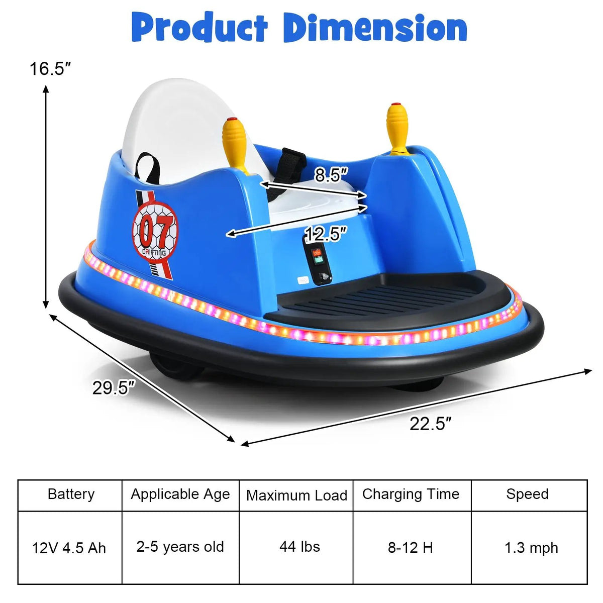 12V Electric Kids Ride On Bumper Car with Flashing Lights for Toddlers, photo 4 of 11