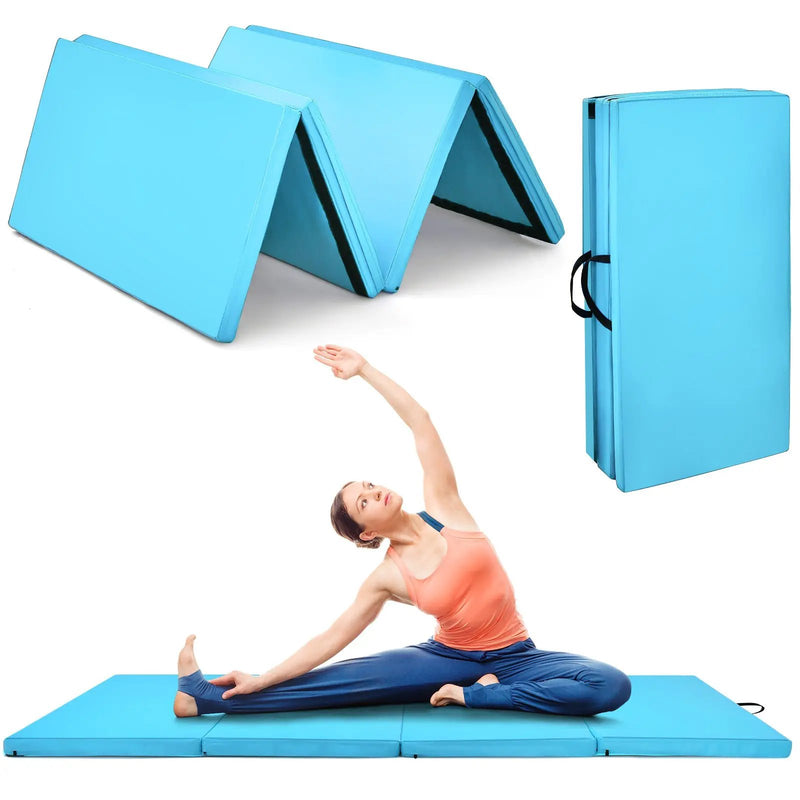 4-Panel Folding Gymnastics Mat with Carrying Handles for Home Gym-Navy by DirectDeals