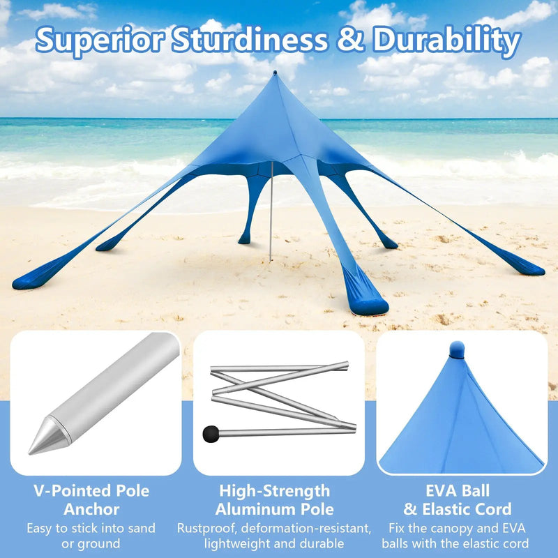 20 x 20 Feet Beach Canopy Tent with UPF50+ Sun Protection and Shovel by DirectDeals