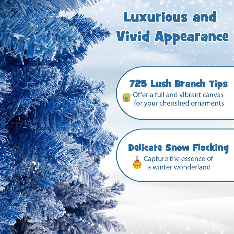 7 Feet Blue Gradient Snow Flocked Artificial Christmas Tree-Blue by DirectDeals