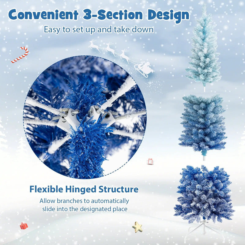 6 Feet Blue Gradient Snow Flocked Artificial Christmas Tree-Blue by DirectDeals