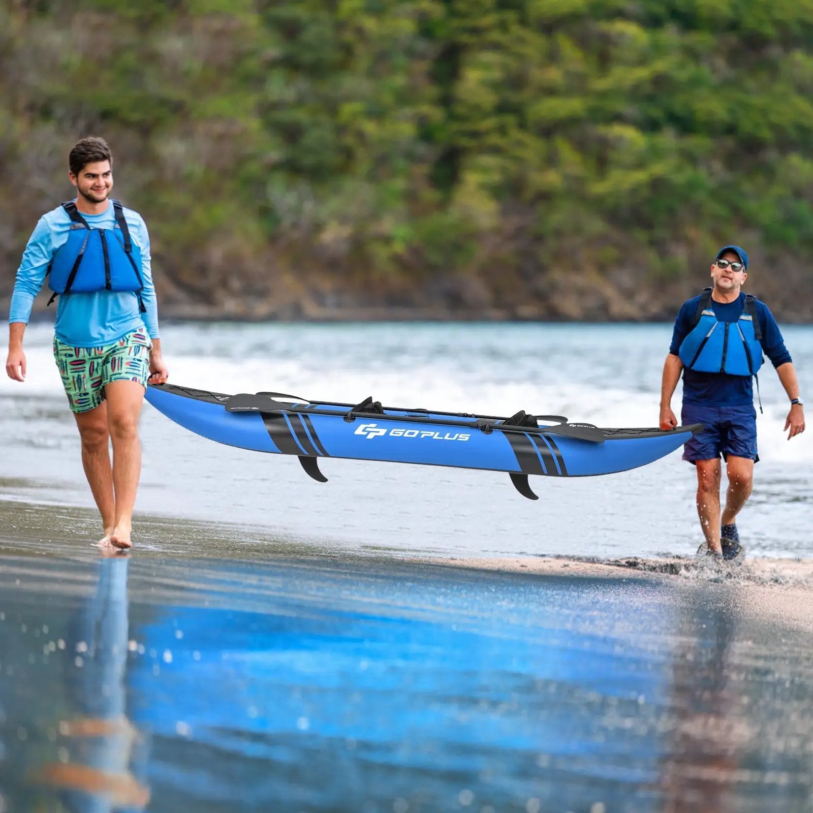 Inflatable 2-person Kayak Set with Aluminium Oars and Repair Kit by DirectDeals