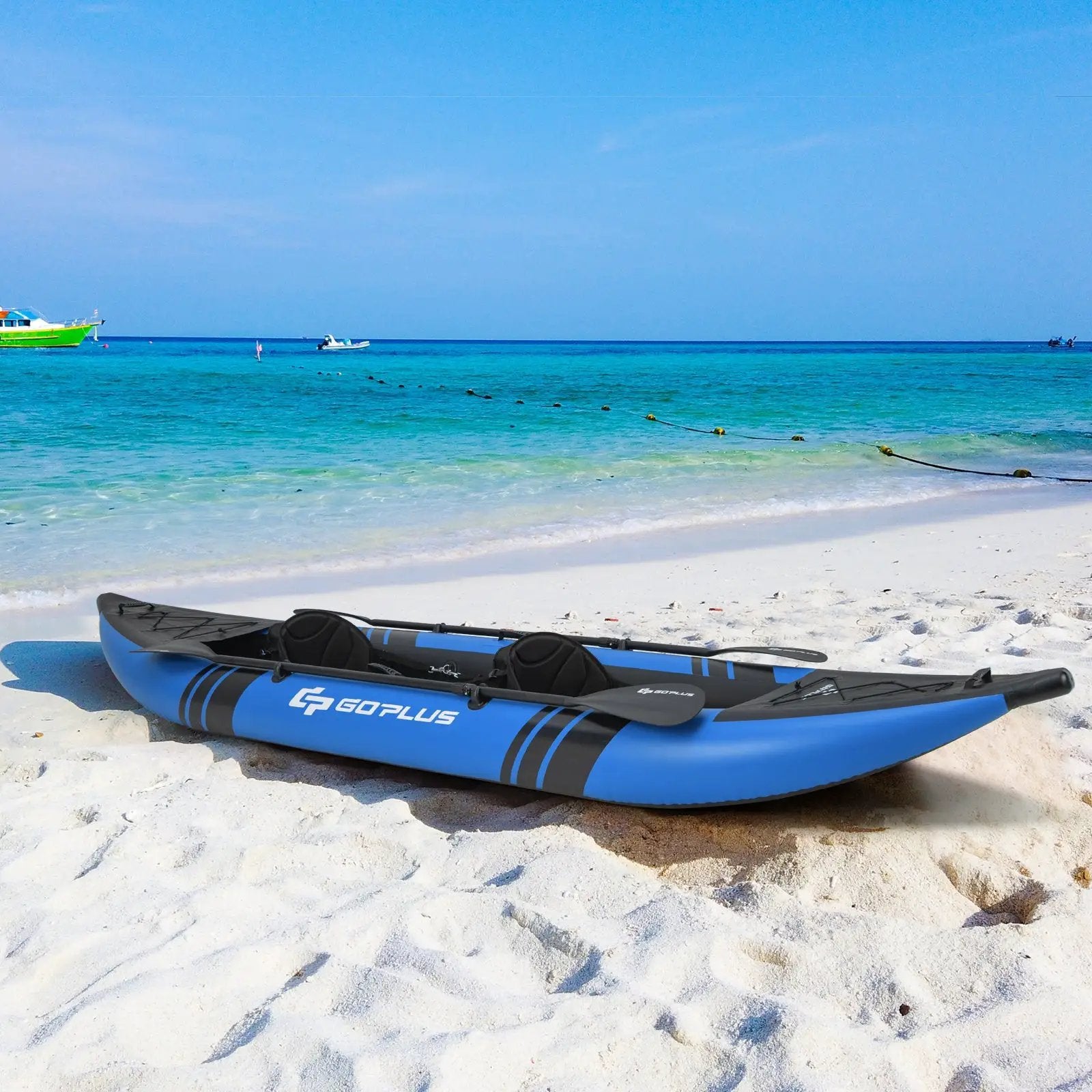 Inflatable 2-person Kayak Set with Aluminium Oars and Repair Kit by DirectDeals