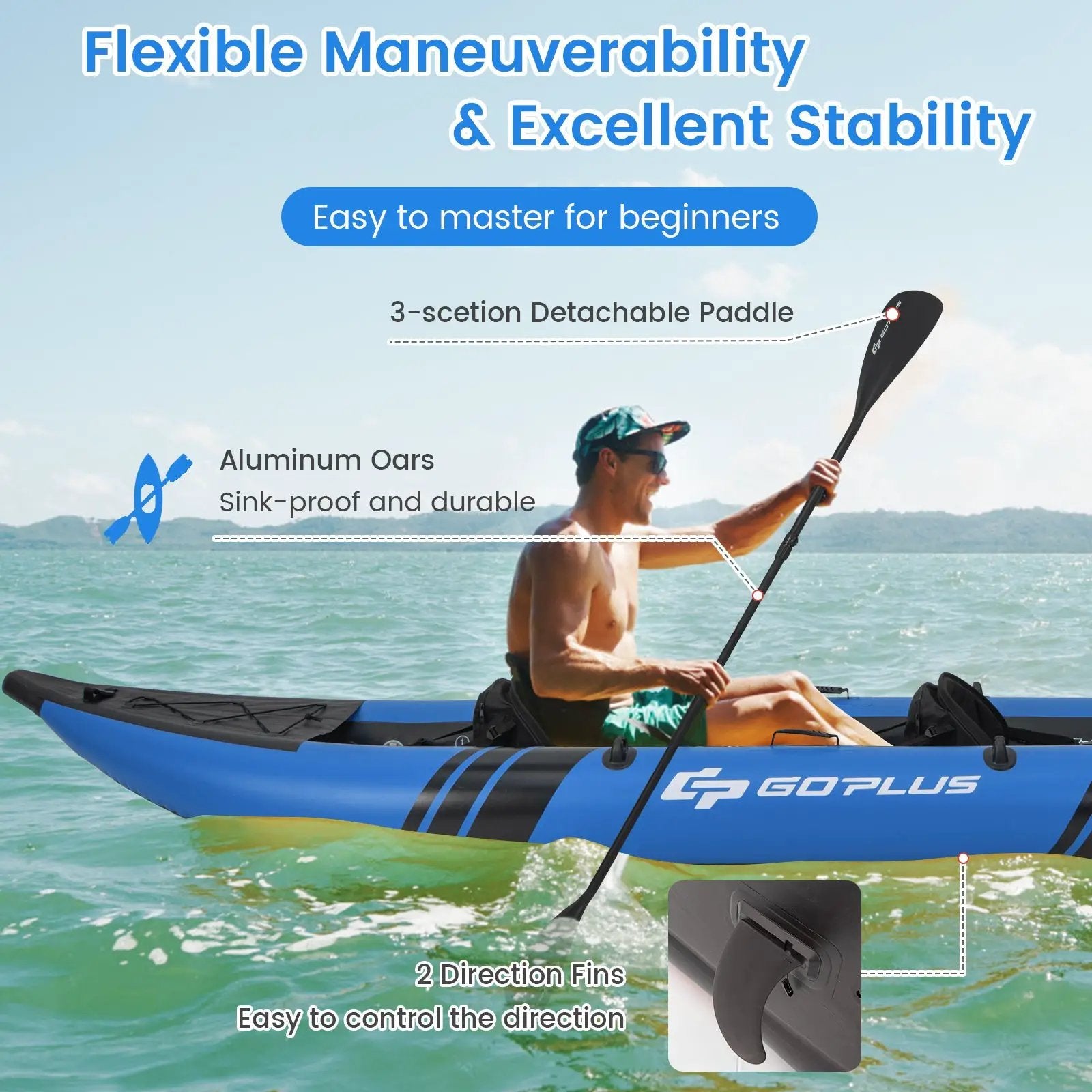 Inflatable 2-person Kayak Set with Aluminium Oars and Repair Kit by DirectDeals