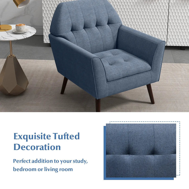 Modern Tufted Fabric Accent Chair with Rubber Wood Legs by DirectDeals