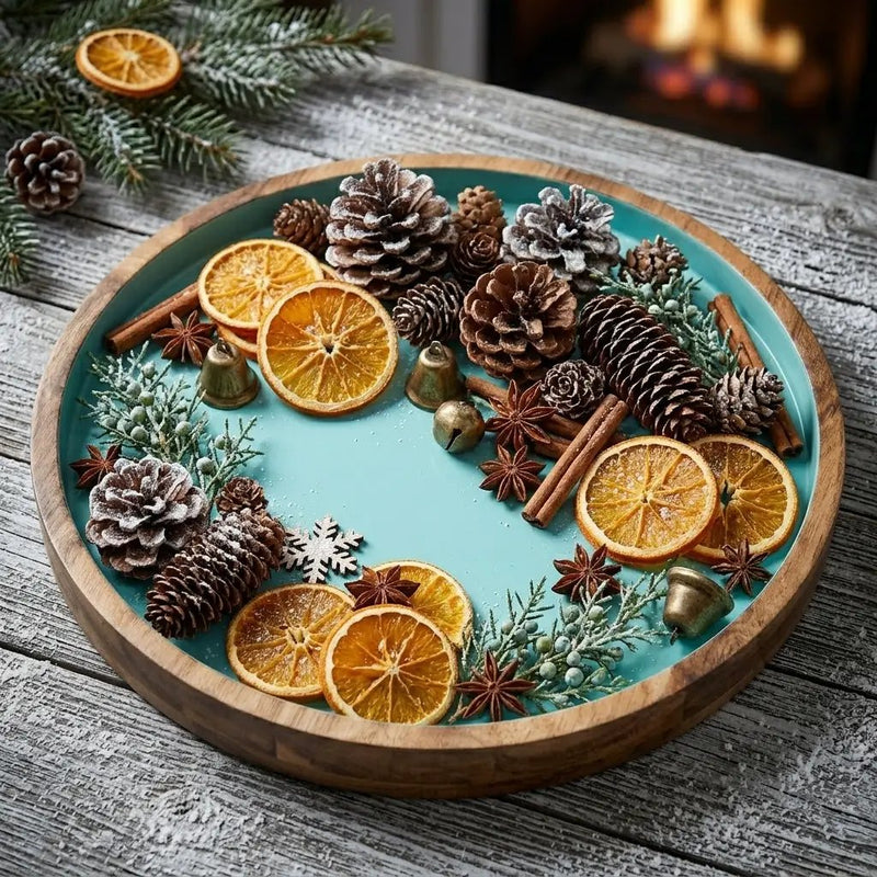 House of Avana Blue Round Mango Wood Platter by House Of Avana