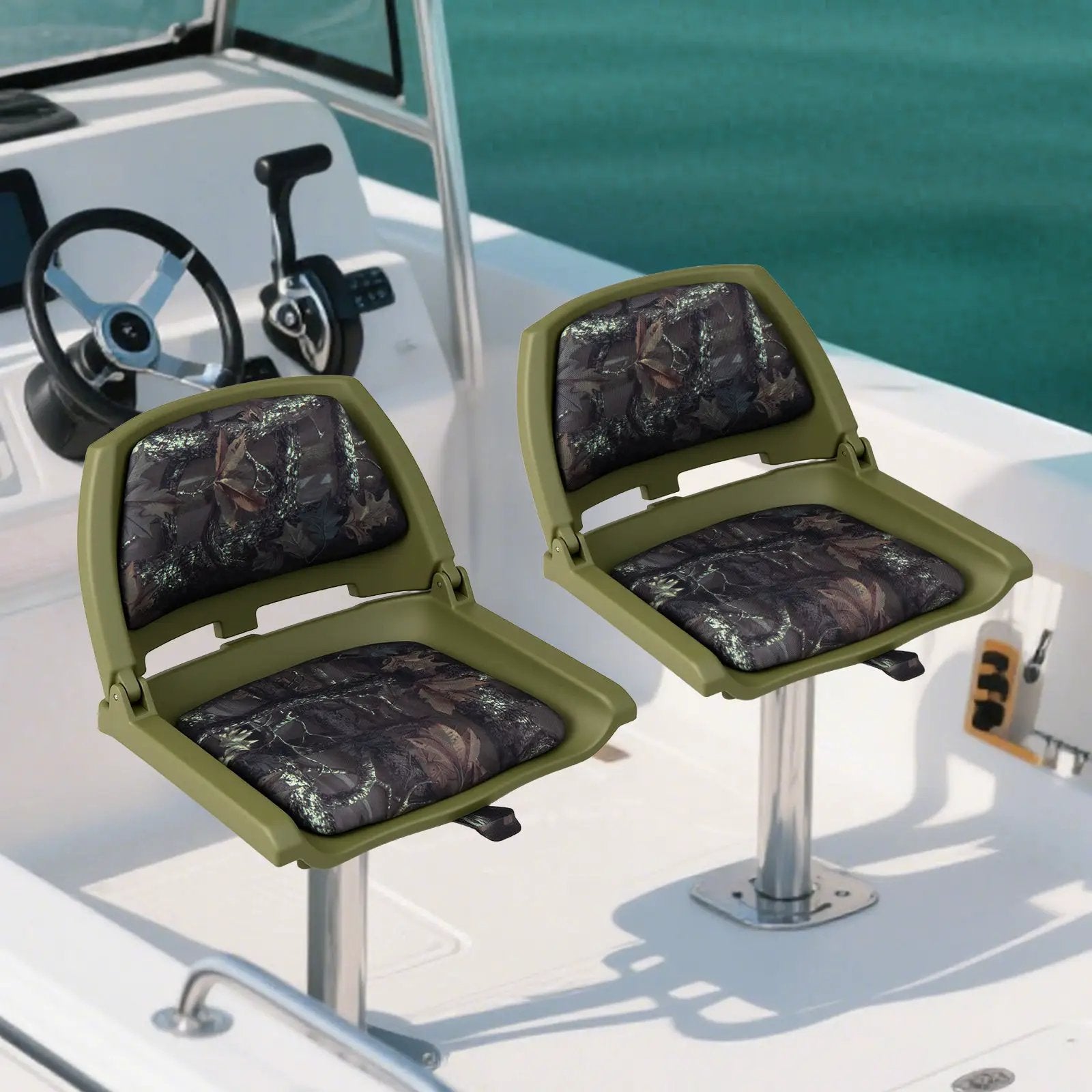Boat Seat Folding Low Back Boat Chair with Marine-Grade PVC by DirectDeals