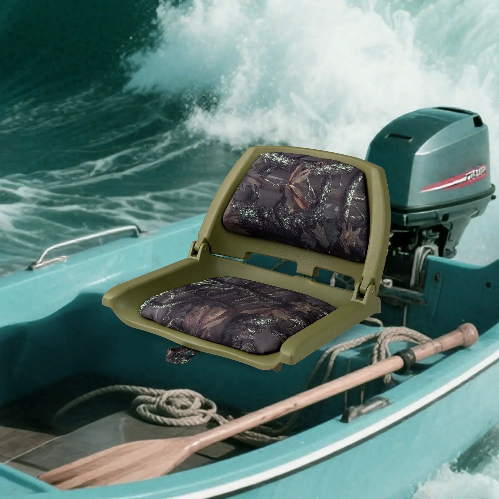 Boat Seat Folding Low Back Boat Chair with Marine-Grade PVC by DirectDeals