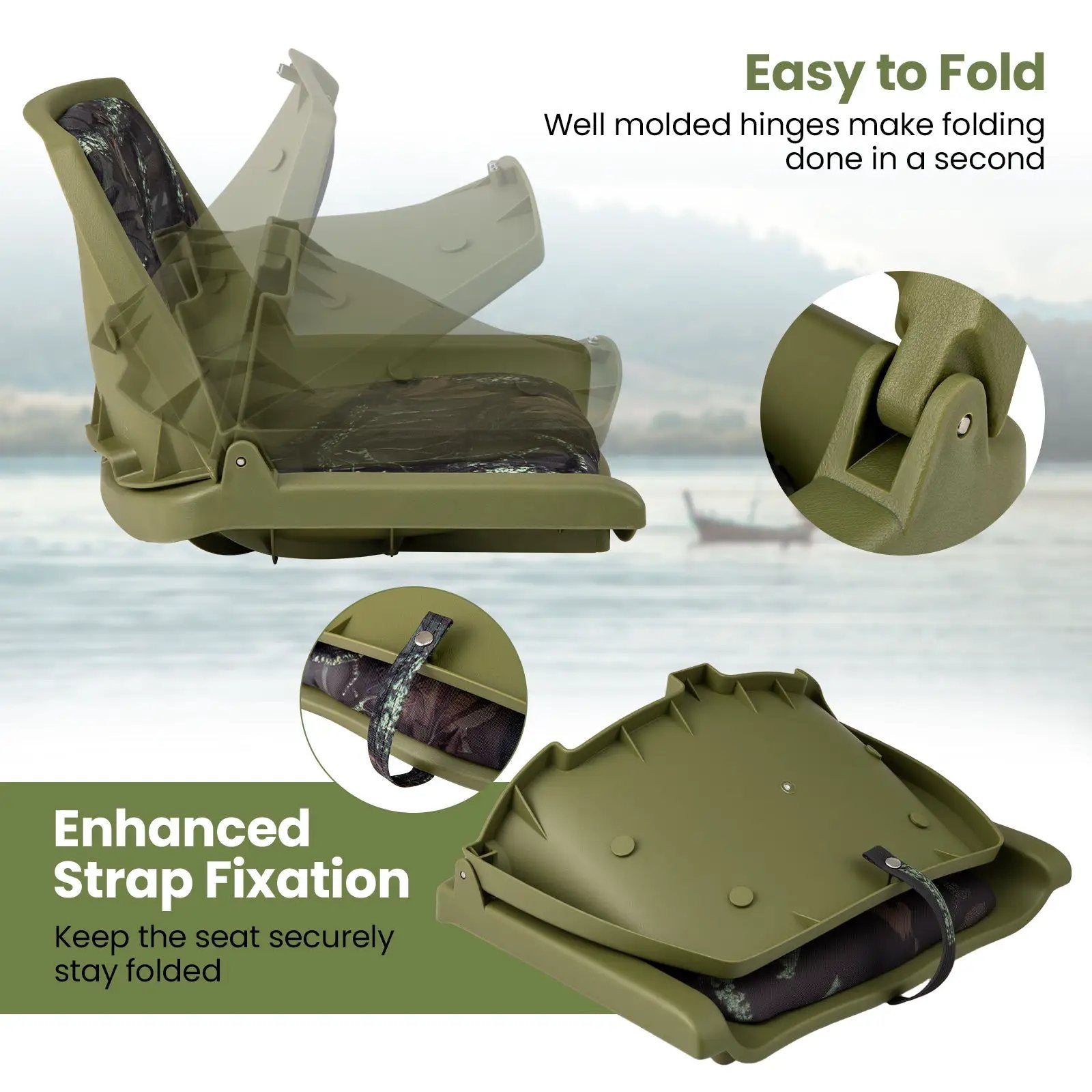 Boat Seat Folding Low Back Boat Chair with Marine-Grade PVC by DirectDeals