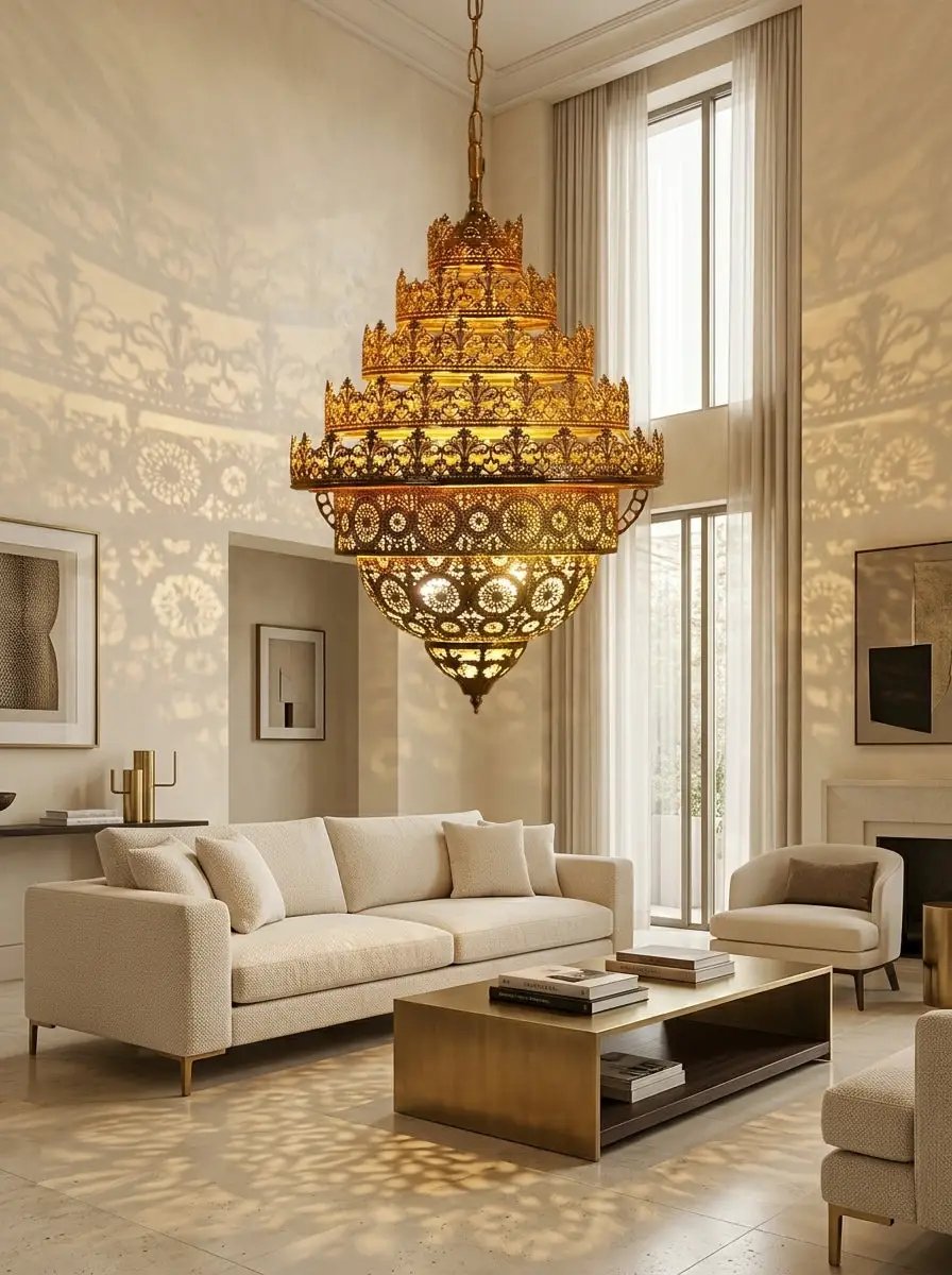 Bohemian Retro Chandelier Luxury Iron Golden Pendant Light Living Dining Hotel Coffee Shop Exhibition Hall Indoor Lamp, photo 13 of 16
