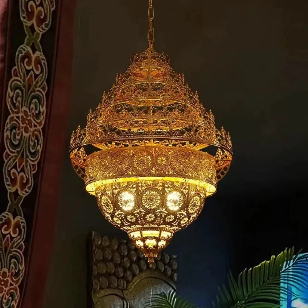 Bohemian Retro Chandelier Luxury Iron Golden Pendant Light Living Dining Hotel Coffee Shop Exhibition Hall Indoor Lamp, photo 2 of 16