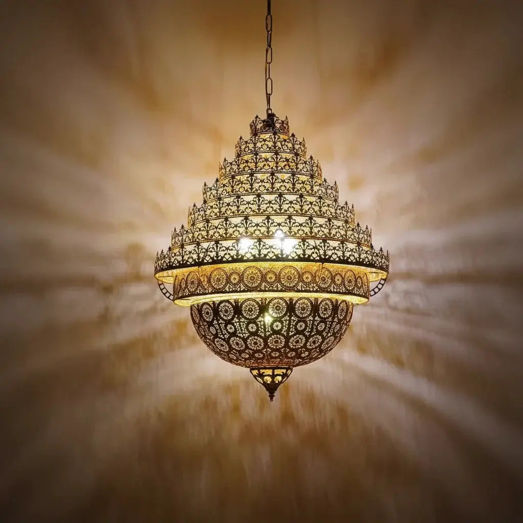 Bohemian Retro Chandelier Luxury Iron Golden Pendant Light Living Dining Hotel Coffee Shop Exhibition Hall Indoor Lamp, photo 7 of 16