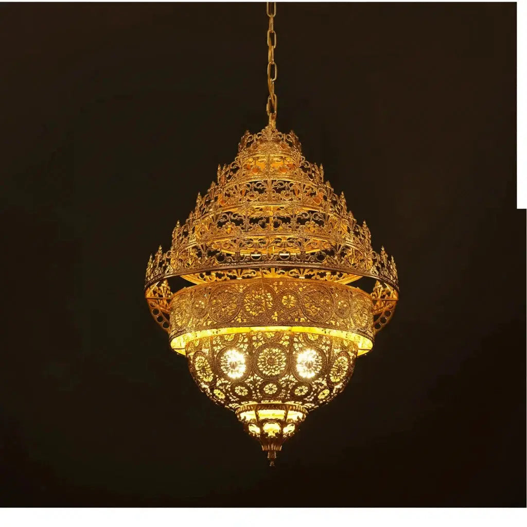 Bohemian Retro Chandelier Luxury Iron Golden Pendant Light Living Dining Hotel Coffee Shop Exhibition Hall Indoor Lamp, photo 8 of 16