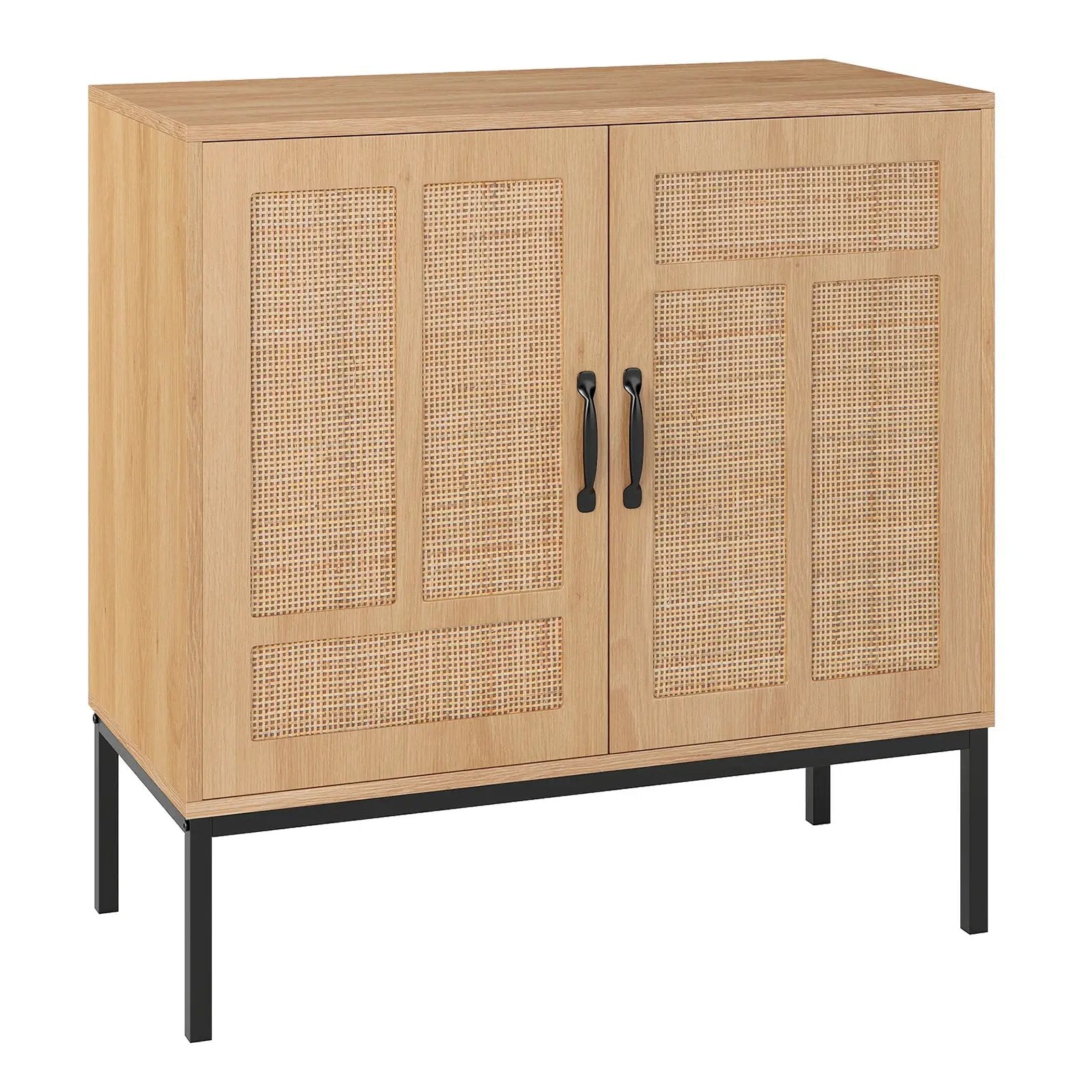 Boho Storage Cabinet with Asymmetrical Pattern Doors for Kitchen-Natural by DirectDeals