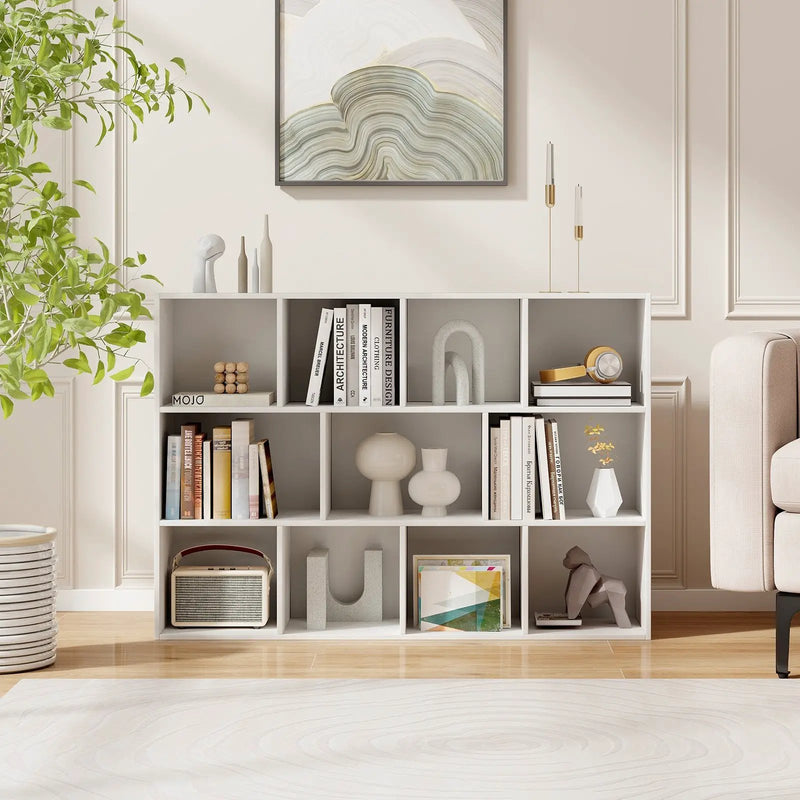 11-Cube Multifunctional Book Storage Organizer Display Cabinet with Anti-tipping Kits-White by DirectDeals