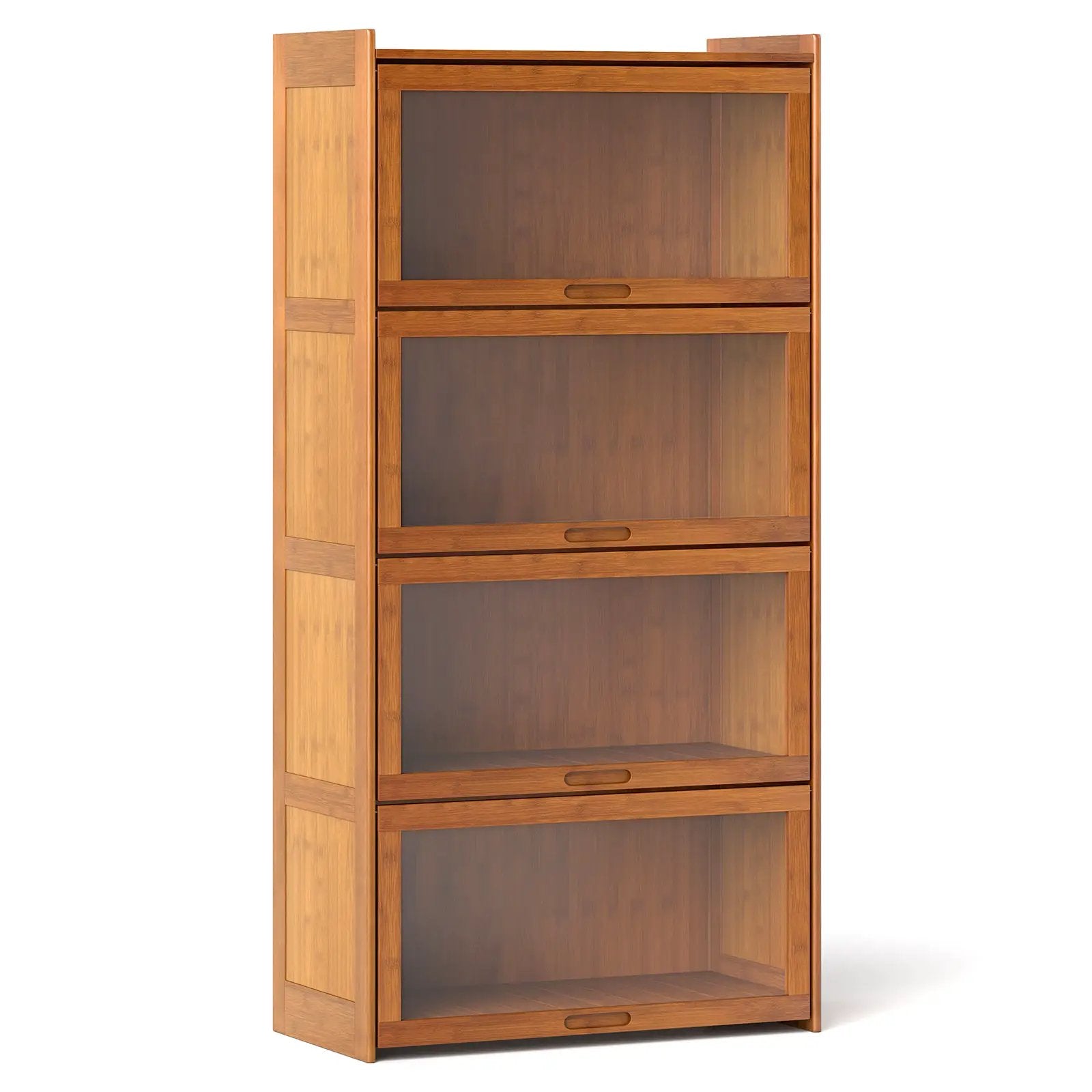 4-Tier Bamboo Bookcase with Doors for Study Room Living Room by DirectDeals
