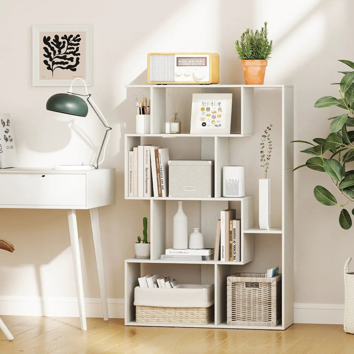 47 Inch 6-Cube Open-back Geometric Bookshelf for Bedroom Living Room, photo 2 of 9