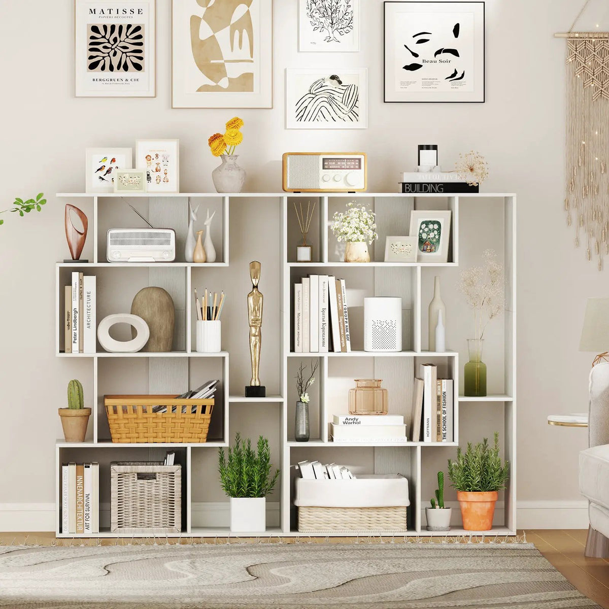 47 Inch 6-Cube Open-back Geometric Bookshelf for Bedroom Living Room, photo 6 of 9